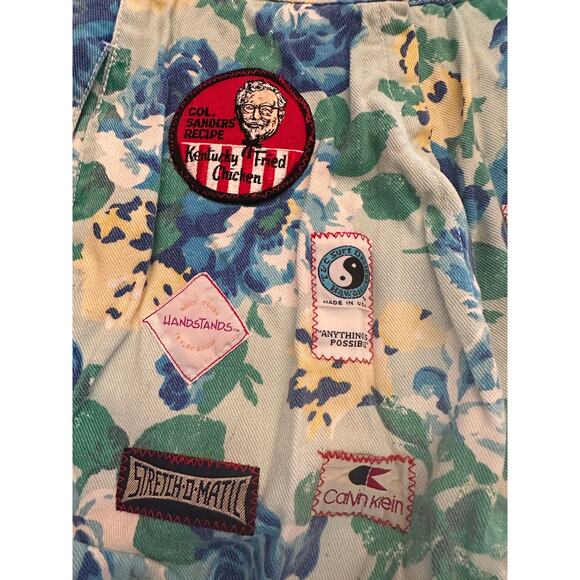 SOLD! Vintage Handmade Floral Denim / Jeans Tag Patchwork Bag Tote - Picture 3 of 7